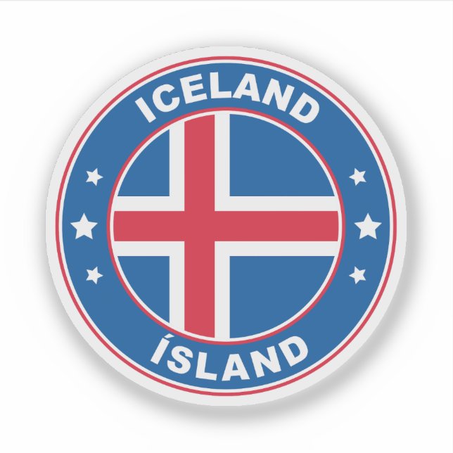 Pegatina Emblema de círculo de bandera de Islandia (Anverso)