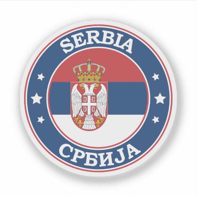 Pegatina Emblema de círculo de bandera de Serbia (Anverso)