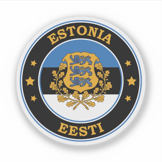 Pegatina Emblema de círculo de la bandera de Estonia (Anverso)