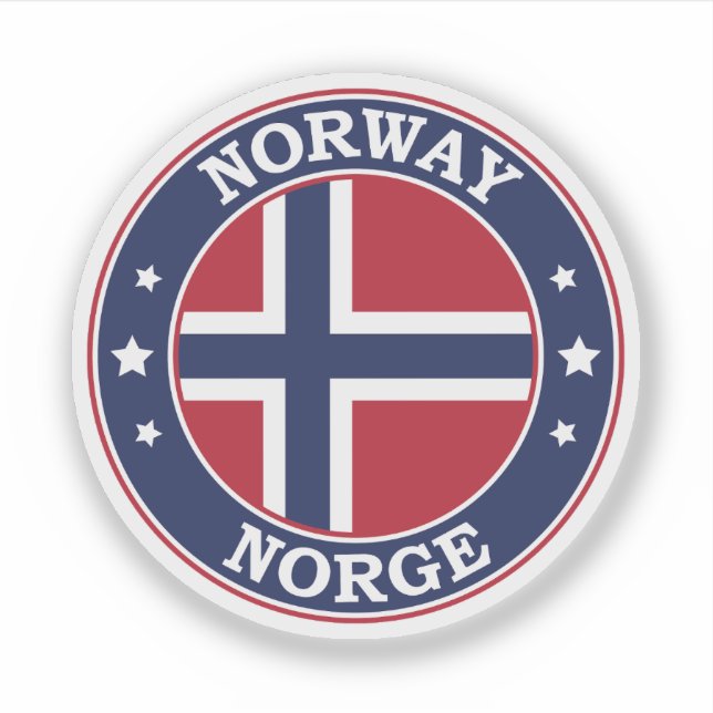 Pegatina Emblema de círculo de la bandera de Noruega (Anverso)