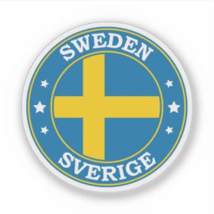 Pegatina Emblema de círculo de la bandera de Suecia