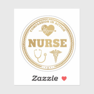 Pegatina Emblema de Enfermera Profesional   Compasión en Ac