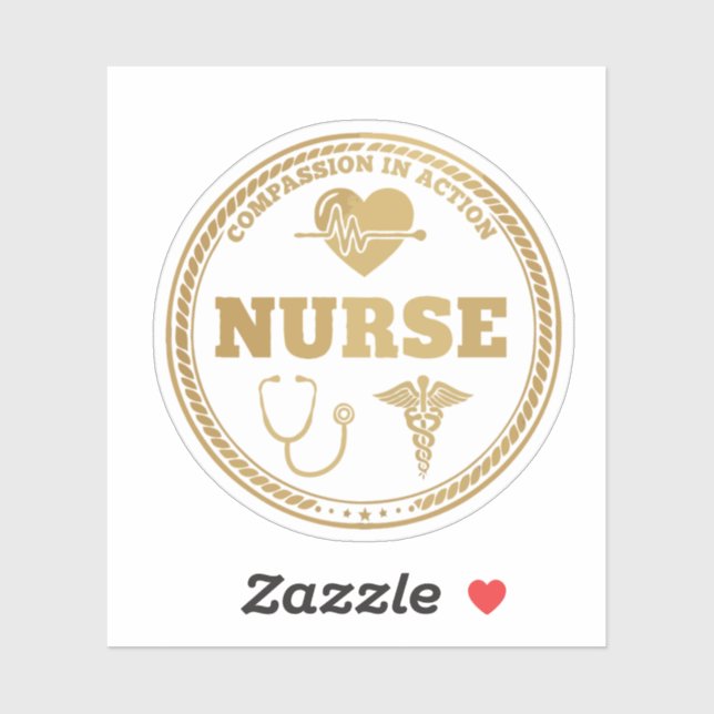 Pegatina Emblema de Enfermera Profesional | Compasión en Ac (Hoja)