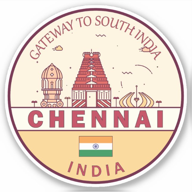 Pegatina Emblema de la línea aérea de la ciudad de Chennai  (Anverso)