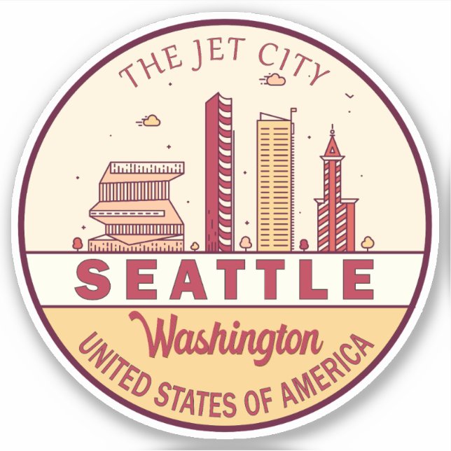Pegatina Emblema de la línea aérea de la ciudad de Seattle  (Anverso)