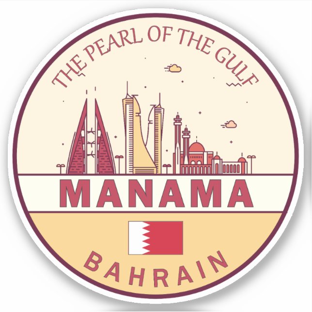 Pegatina Emblema de la línea aérea de Manama Bahréin (Anverso)