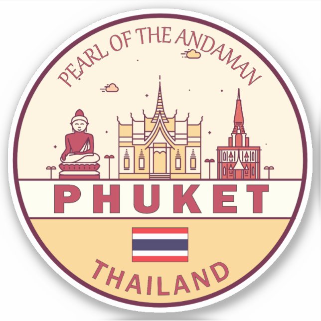 Pegatina Emblema de la línea aérea de Phuket Thailand City (Anverso)