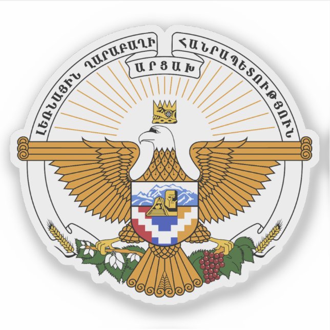 Pegatina Emblema de la República de Artsakh, Armenia (Anverso)