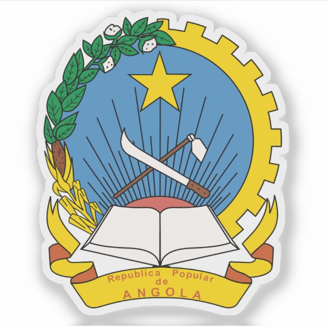 Pegatina emblema de la República Popular de Angola (1975-19 (Anverso)