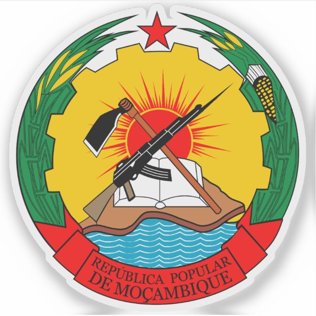 Pegatina Emblema de la República Popular de Mozambique (197 (Anverso)