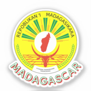 Pegatina Emblema de Madagascar con detalle de la bandera