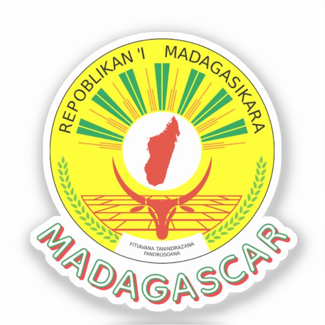 Pegatina Emblema de Madagascar con detalle de la bandera (Anverso)