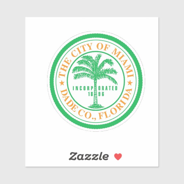 Pegatina Emblema de Miami, Florida Vinyl Sticker (Hoja)