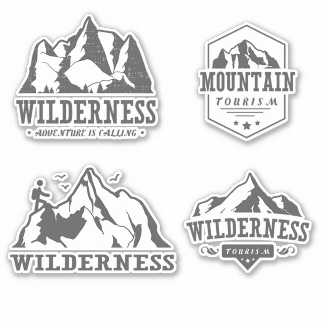 Pegatina Emblema de Montaña Salvaje (Anverso)
