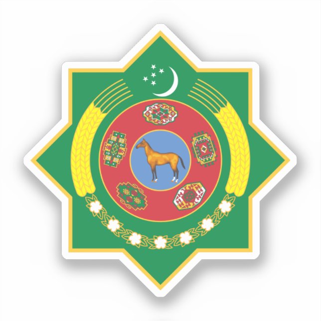 Pegatina Emblema de Turkmenistán (Anverso)