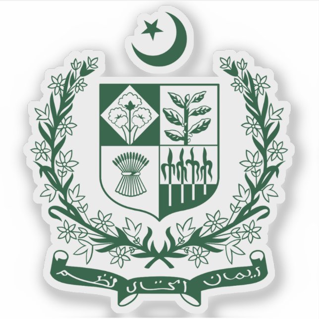 Pegatina Emblema del Estado de Pakistán (Anverso)