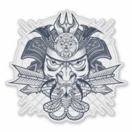Pegatina Emblema del león japonés Samurai