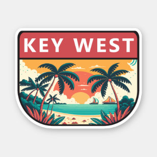 Pegatina Emblema retro de la clave oeste de Florida