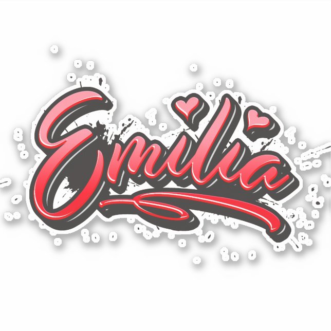 Pegatina Emilia red Heart Graffiti Aufkleber Sticker (Anverso)