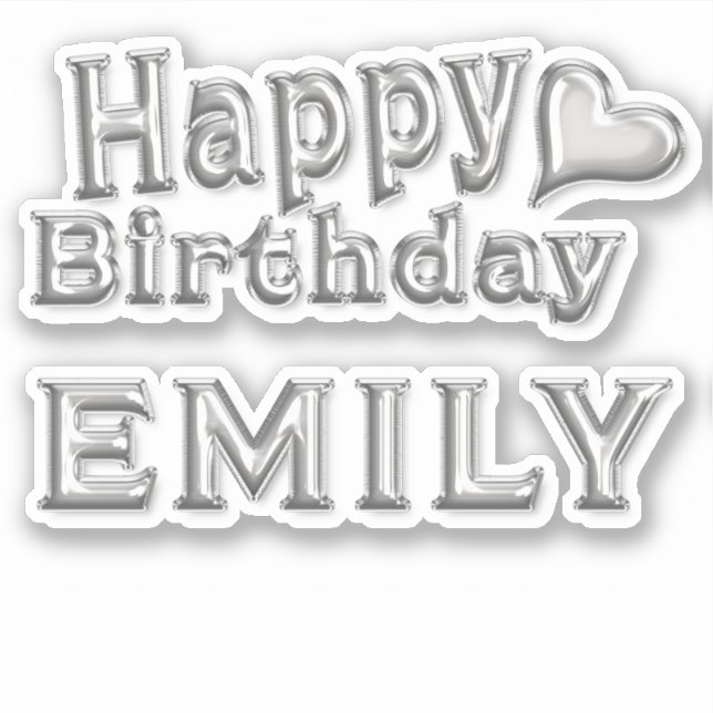 Pegatina Emily Happy Birthday silver Aufkleber Sticker (Anverso)