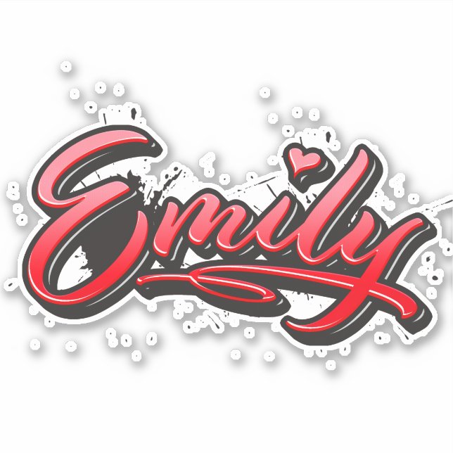 Pegatina Emily red Heart Graffiti Aufkleber Sticker (Anverso)