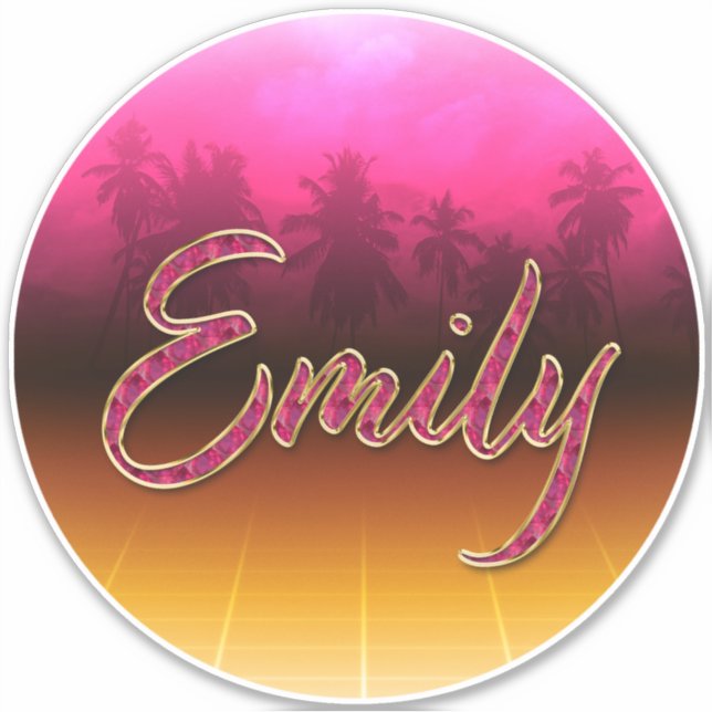 Pegatina Emily Vorname Name golden pink Aufkleber Sticker (Anverso)