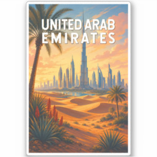 Pegatina Emiratos Árabes Unidos Ilustración Arte Viaje