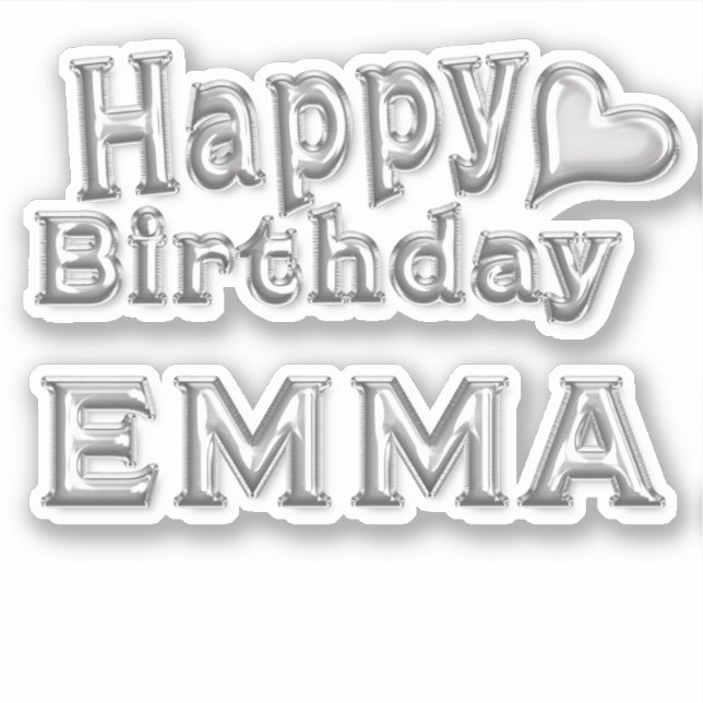 Pegatina Emma Happy Birthday silver Aufkleber Sticker (Anverso)