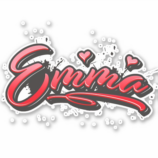 Pegatina Emma red Heart Graffiti Aufkleber Sticker (Anverso)
