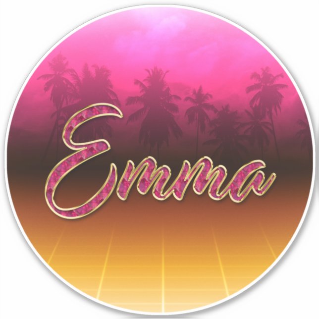 Pegatina Emma Vorname Name golden pink Aufkleber Sticker (Anverso)