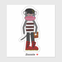 Pegatina Emo Sock Monkey Funny Mopey Personalizado Art