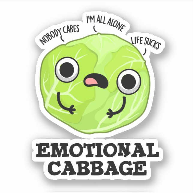 Pegatina Emoción Cabbage Funny Veggie Pun (Anverso)