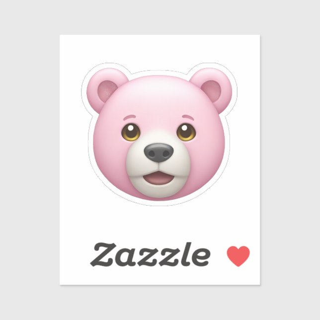Pegatina Emoji Adorable Del Oso Rosa (Hoja)