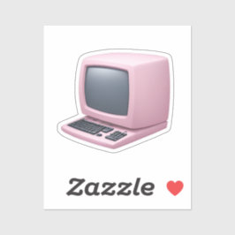Pegatina Emoji de computadoras Rosa Retro