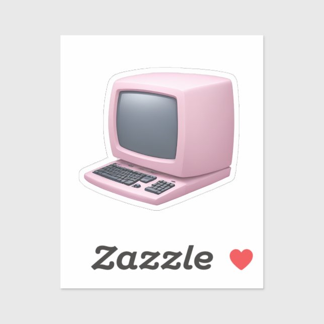 Pegatina Emoji de computadoras Rosa Retro (Hoja)
