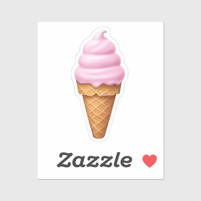 Pegatina Emoji de helado de servicio suave rosa (Hoja)