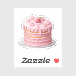 Pegatina Emoji de torta de goteo en capa rosa