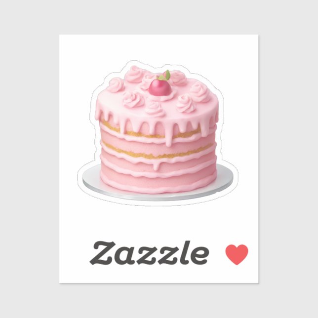 Pegatina Emoji de torta de goteo en capa rosa (Hoja)