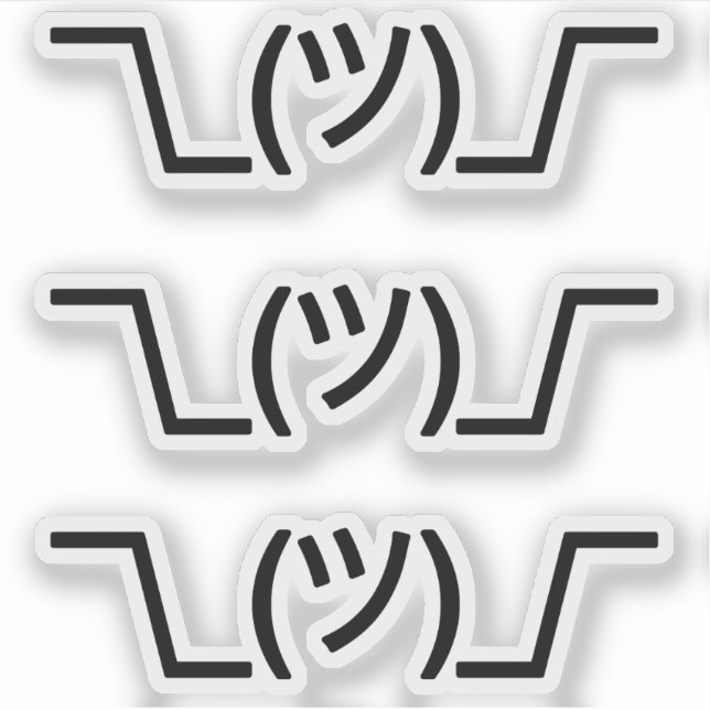 Pegatina Emoji Kawaii Face basada en texto Shrug ¯\_(ツ)_/ Ø (Anverso)