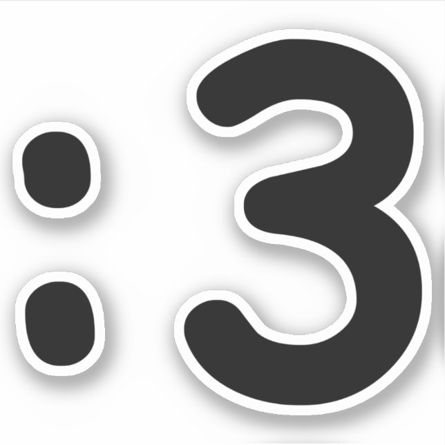 Pegatina Emoticon cara de gato :3 (Anverso)