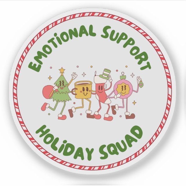 Pegatina Emotional Support Holiday Squad (Anverso)