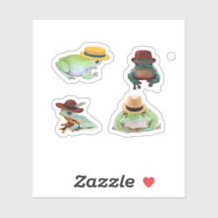 Pegatina Empacar ranas y sapos en sombreros, rana, sapo, so