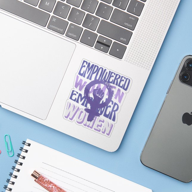 Pegatina Empoderar Mujeres, Símbolo de la Mujer Día Interna (Ordenado portátil con iPhone)