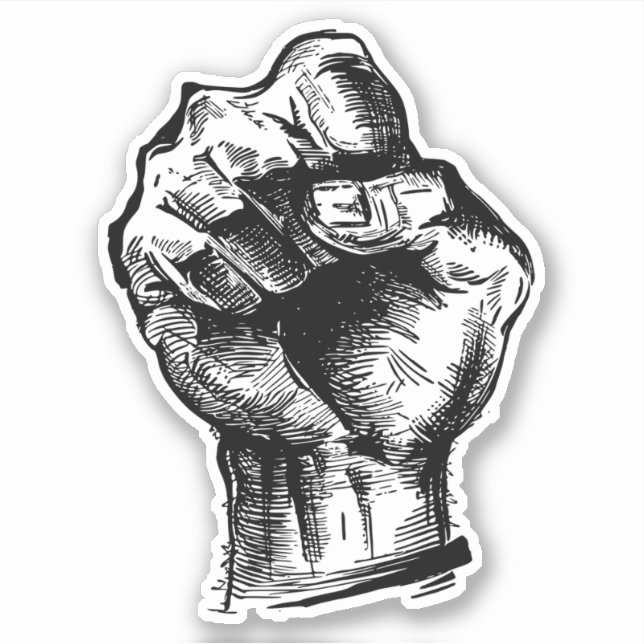 Pegatina Empoderar su voz con nuestro puño elevado de cosec (Anverso)