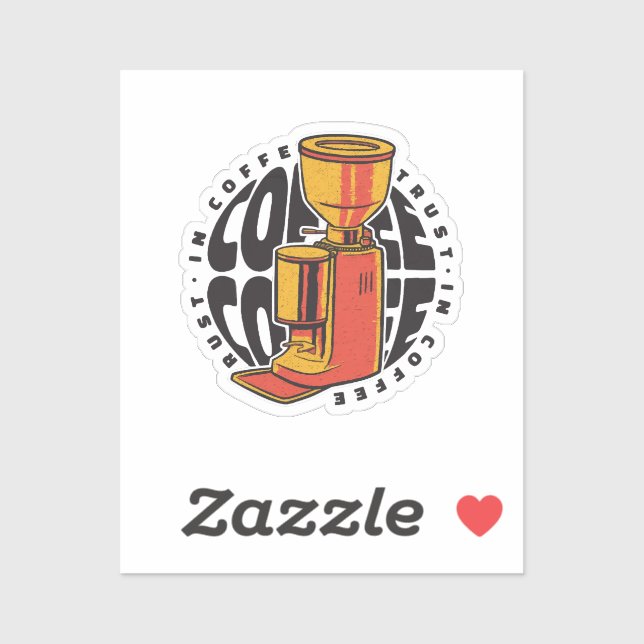 Pegatina En café confiamos (Hoja)