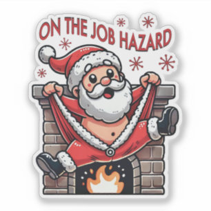 Pegatina En el trabajo, el Papá Noel se incendia