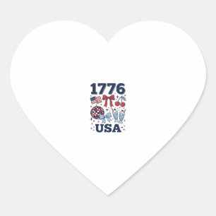 Pegatina En Forma De Corazón 1776 Diseño Vectorial Coqueta Patriótica USA_1