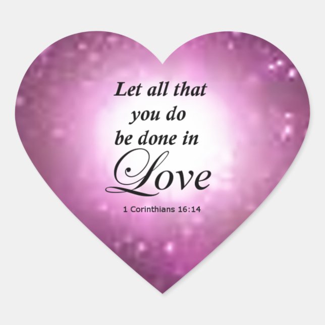 Pegatina En Forma De Corazón 1 Corintios 16:14 (Anverso)
