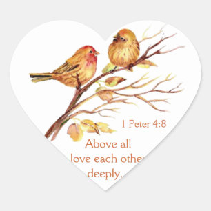 Pegatina En Forma De Corazón 1 Peter 4:8 Amarse Los Unos A Los Otros Aves De Es