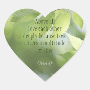 Pegatina En Forma De Corazón 1 Peter 4 :8 Sobre todo amor profundamente Inspira